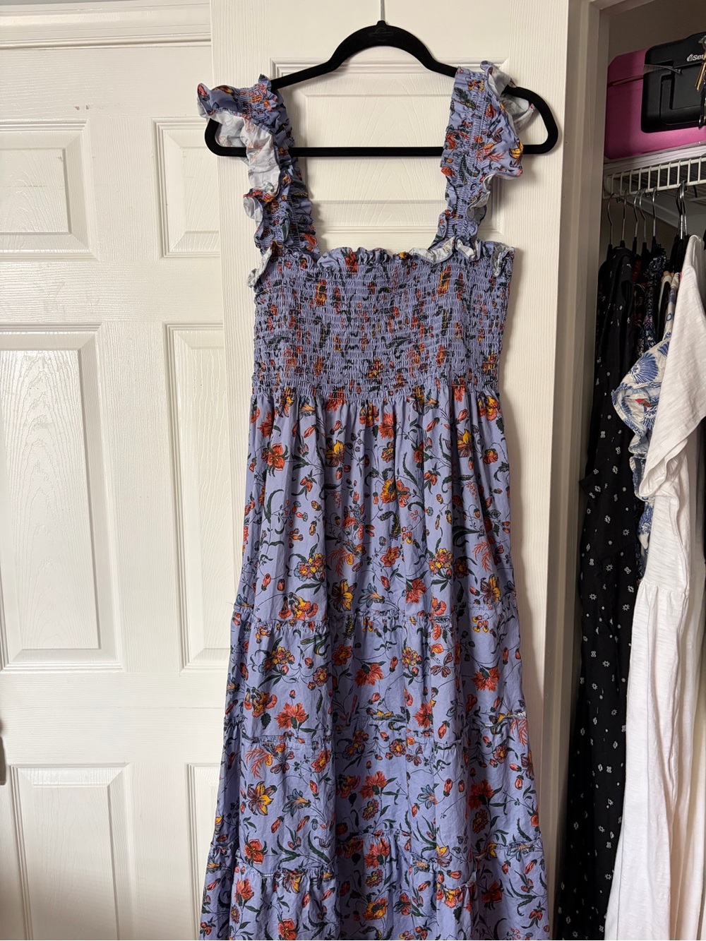 Hill House Lavender Floral Ruffle-strap Maxi Dress